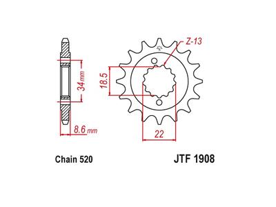 Звезда передняя JTF 1908