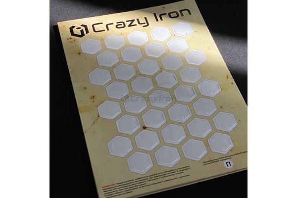 CRAZY IRON Наклейка на бак боовая СОТЫ Белые