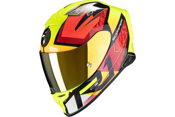 SCORPION EXO Мотошлем EXO-R1 AIR INFINI, цвет Черный/Желтый Неон/Красный
