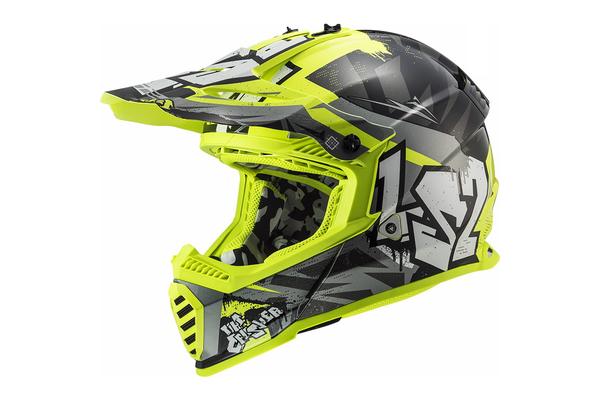 LS2 Мотошлем MX437 FAST CRUSHER Черно-Желтый