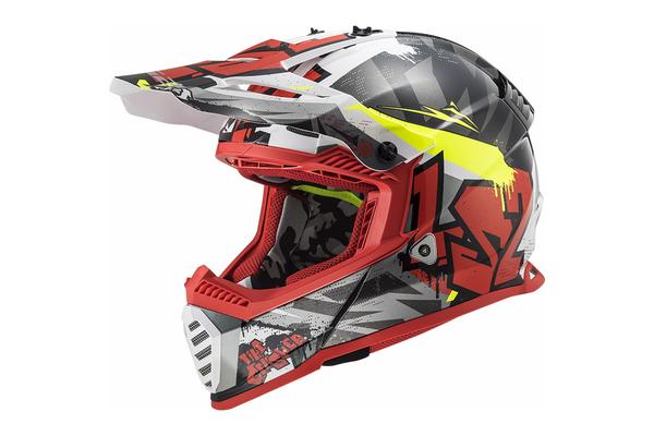 LS2 Мотошлем MX437 FAST CRUSHER Черно-Красный